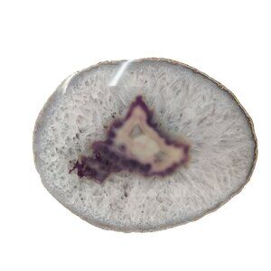 Polished Amethyst Geode Slice Tray Coaster, Rock, Purple Crystal, Brazil Boho